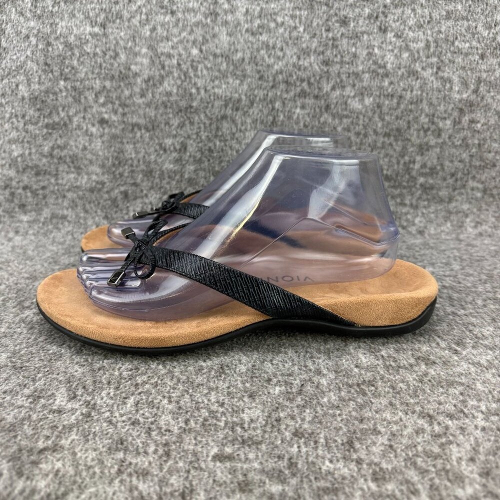 ✅Womens 9 Vionic Bella II Orthotic Sandals Thong Flip Flops Black Casual Comfort